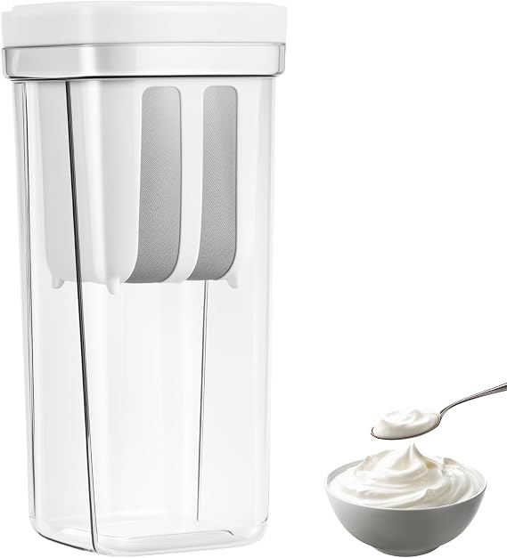 Yogurt Strainer, 2000ML Yoghurt Maker Fine Filter Strainer with Lid
