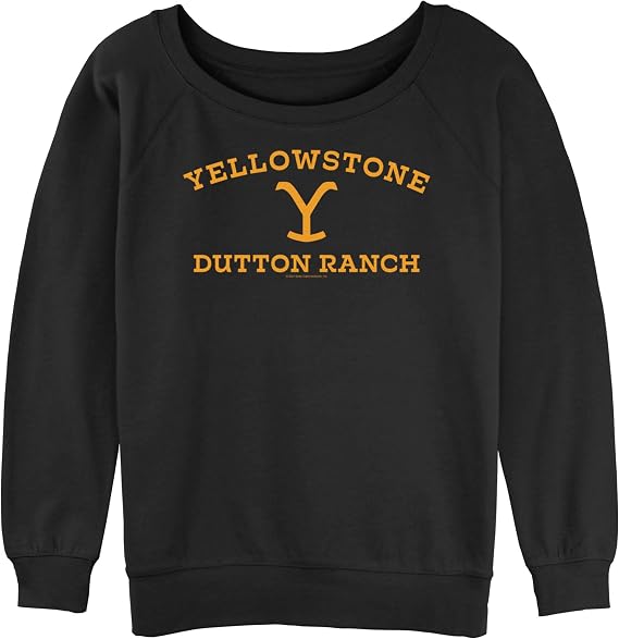 Yellowstone レディース ダットンランチ ゆるフレンチテリー プルオーバー, ブラック/Dutton Ranchロゴ, Large