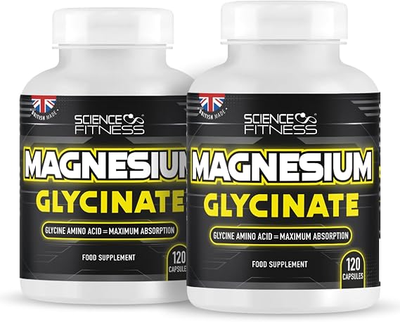 Magnesium Glycinate Supplement, 240 Capsules of Magnesium Bisglycinate, Maximum Absorption,1500mg per Serving, Made in the UK-Science Fitness