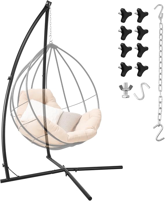 TLSUNNY Hammock Swing Stand, Steel C-Stand Only w/Spring Hook & Buckle
