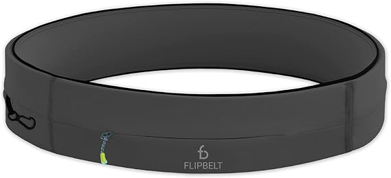 FlipBelt Zipper Running Belt for Phone and Small Accessories, Exercise Waist Pouch for Women and Men, XS, Carbon