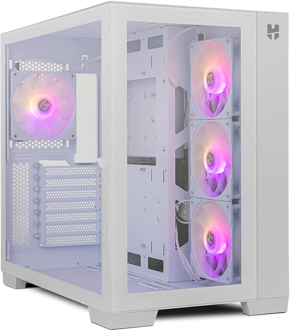 NOX XTREME PRODUCTS HUMMER ASTRA Micro ATX Semi-Tower ATX, Side and Front Tempered Glass, EASYLINK LED ARGB Fans, Up to 10 Fans, Large Graphics, USB 3.0, White