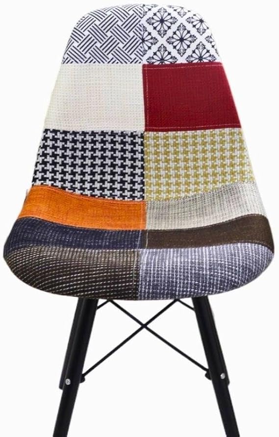 T.Conept Renkli Patchwork Sandalye Siyah Ayaklı