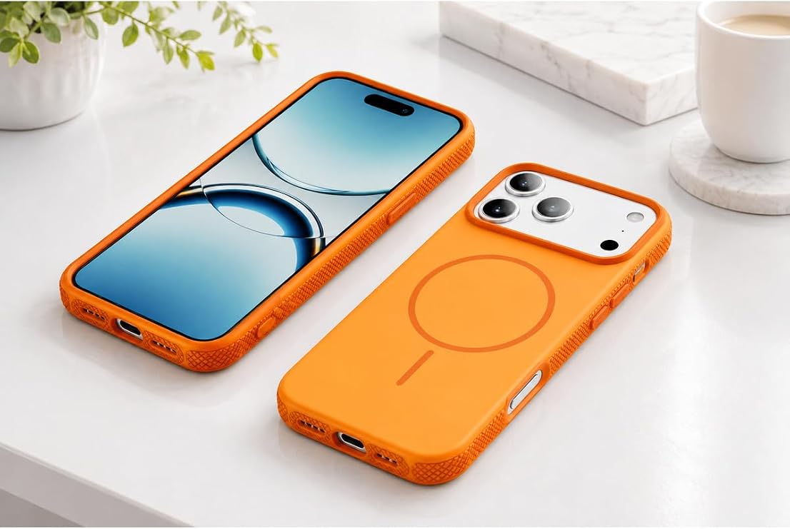 SİDE EYE Apple iPhone 18 Pro Max ve iPhone 17 Pro Max İçin Kaymaz Mat Yüzeyli Darbe Korumalı MagSafe İle Uyumlu Telefon Kılıfı Arka Kapak - Turuncu