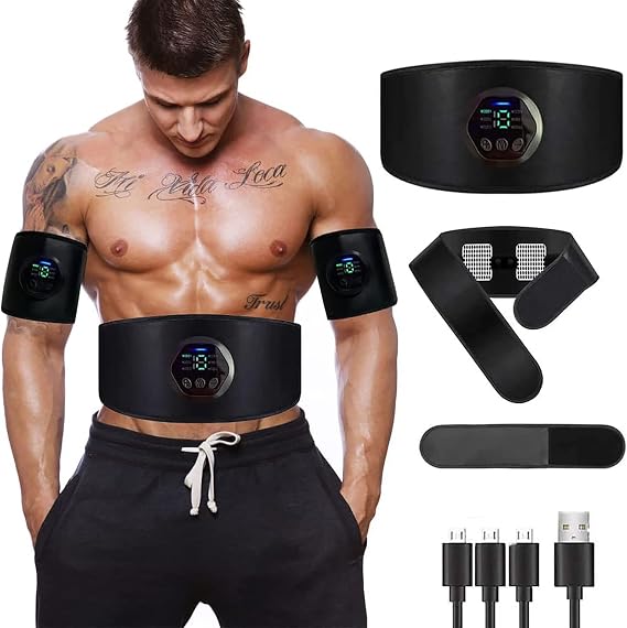 Muscle Stimulator,Next Gen ABS Stimulator,Toning Belts, ABS Trainer machine, Men'S and Women'S Abdominal Arm and Leg Exercise Equipment——With Massage Function(No Need Replacement Pads or Gel)