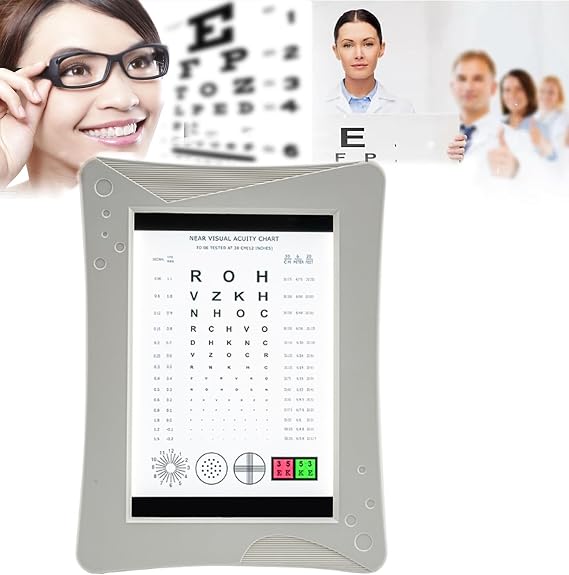 McbeAn LED Eye Chart Light Box, LED Vision Test Board, Adjustable Brightness, Working Distance 25cm, 2 Ways To Place, for Schools Clinics Optical Shops