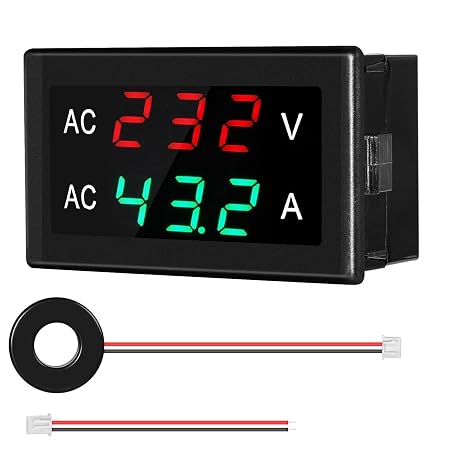 DEWIN AC Voltage Current Display Meter, AC Voltmeter Ammeter LED Digital Display Voltage Current Meter Panel with Transformer AC50-500V 0-120A