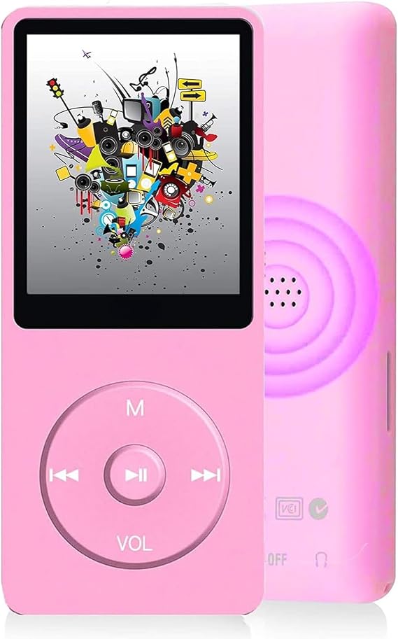 MP3 MP4 Player, MP3 Player for Kids, 1.8" HD Screen, FM Radio, Earphones, Portable HiFi Audio Player, Video Photo Viewer with Voice Recorder, E-Book Game