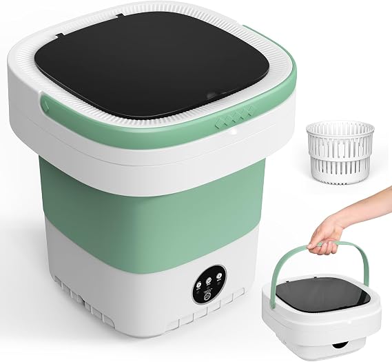 Portable Washing Machine, 12L Upgraded Mini Washing Machine With Spin Basket, Foldable Camping Washing Machine for Underwear, Baby Clothes Socks, Small Washing Machine for Apartments, Dorm,RV, Travel [Energy Class E]