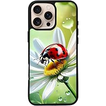 Apple iPhone 16 Pro Max ile Uyumlu Uğurböceği Baskılı, Mat Siyah, Yumuşak Silikon, Şok Emici Kapak Kılıf