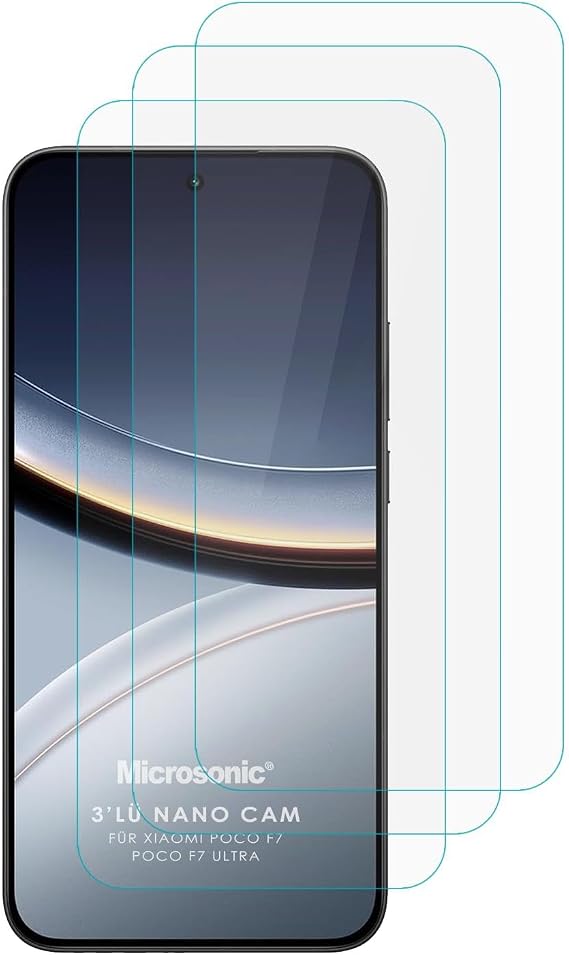 Microsonic Xiaomi Poco F7 Ultra Screen Protector Nano Glass Cam Ekran Koruyucu (3`lü Paket) [Poco F7 Ultra ile Uyumlu Ekran Koruyucu - Şeffaf]