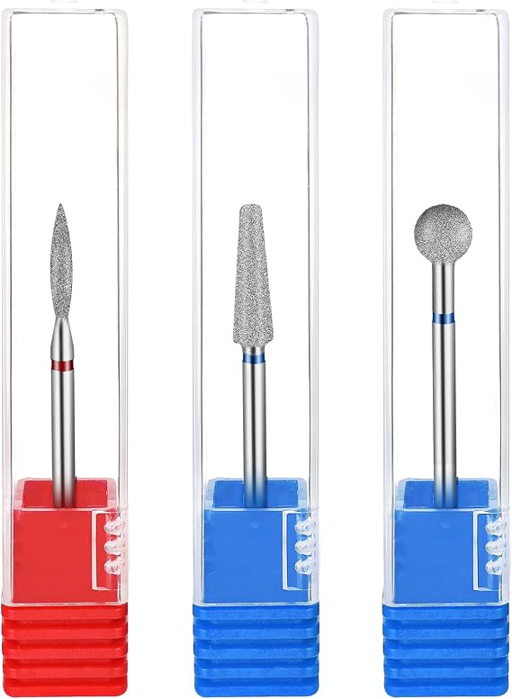 YUXIANLB 3 Diamond Nail Drill Bits Cuticle Ball Shape Nail Cutter Flame Drill Bit All In One Nail Preparation Kit For Manicure Salon Cuticle Remove
