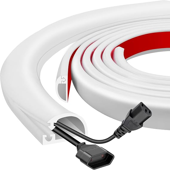 Silicone Cable Trunking 3m Trunking for Electric Cables Side Open for Easy Access Self-Adhesive Wire Cover for TV, Home Office, Walls & Floors