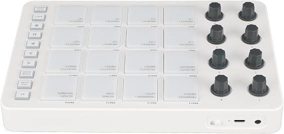 Greensen SMC Pad MIDI Controller, Drum Pad Controller MIDI Pad Controller with 16 RGB Backlit Pads 8 Assignable Knobs for Live FL Studio Cubase Logic Pro