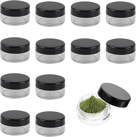 Travel Pots for Toiletries, Black, 12PCS, 10Gram/10ml