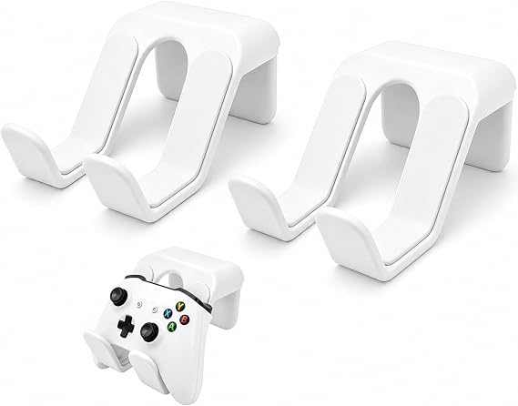 Controller Holder Controller Wall Mount Game Controllers Stand for PS4/PS5/Xbox/Switch Self-Adhesive Wall Mount for Controllers and Headphones Pack of 2 White