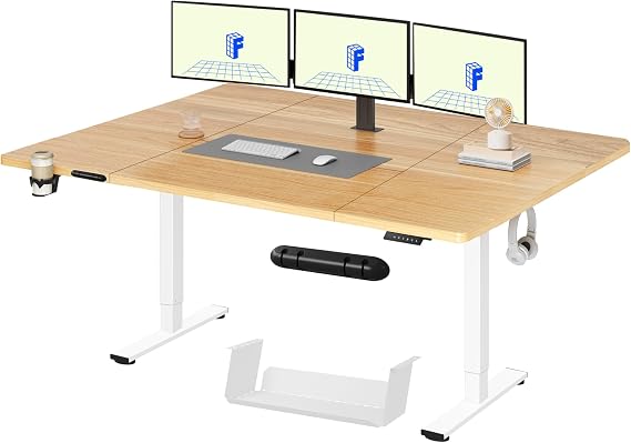 FLEXISPOT Electric Standing Desk 180 x 80 cm Height Adjustable Standing Desk for Home Office (Maple)