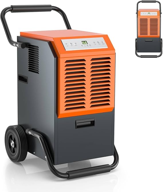 GiantexUK 63L/Day Commercial Dehumidifier, Industrial Air Dehumidifier with Digital Display, Continuous Drainage, Auto Defrost, 5.5L Water Tank, 24H Timer & Wheels, Building Drier for Basement Garage