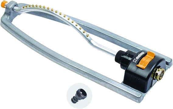 Melnor 65079-AMZ Metal Oscillating Sprinkler with QuickConnectProduct Adapter Watering Set, 3600 sq. ft. Coverage