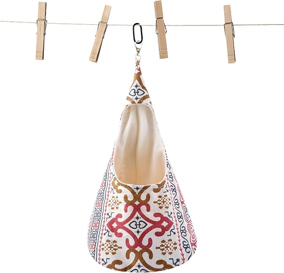 Peg Bag for Washing Line with Hanger, Washable Conical Peg Holder Red