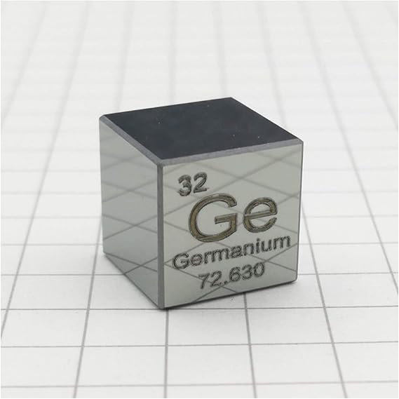 PROPFE Germanium Element Cube,Purity 99.999% Engraved Periodic Table Pure Metal Cube for Element Collections Material Hobbies/Polished/10mm/0.39in