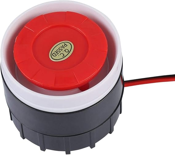Alarm Siren Horn,Mini Wired Alarm Siren Horn,120dB Burglar Alarm Siren,12V DC Piezo Electronic Buzzer Alarm Electric Security Siren Horn for Home Security Alarm System,Red
