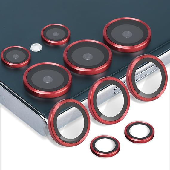 カメラレンズプロテクター Samsung Galaxy S25 Ultra用 レッド