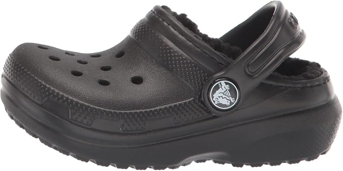Crocs Unisex Kids Clog, Classic Lined Clog T, Black/Black, 7 UK Child