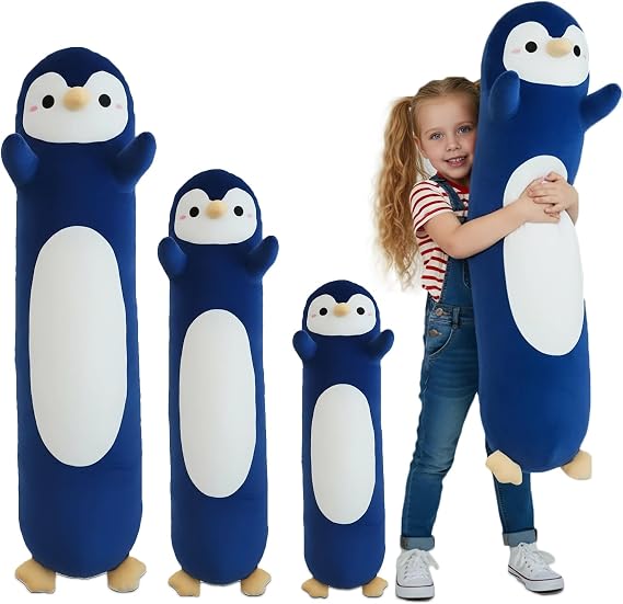 Kekeso Penguin Plush, Long Penguin Plush Pillow Ultra Soft Huggable Stuffed Animal Body Pillow for Kids Adults (Navy Blue, 110cm/43.31in)