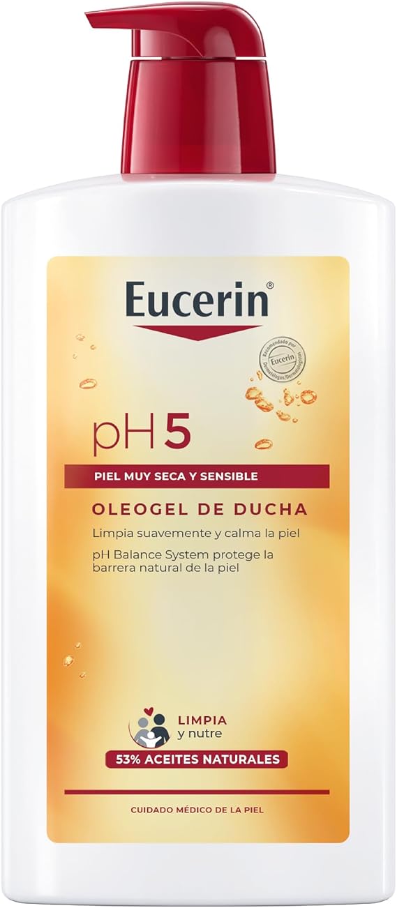 Eucerin pH5 Shower Oleogel (1000ml) Body Cleansing Oil with Natural Oils for Gentle and Nourishing Daily Cleansing, Shower Oil for the Whole Family, Dry and Sensitive Skin