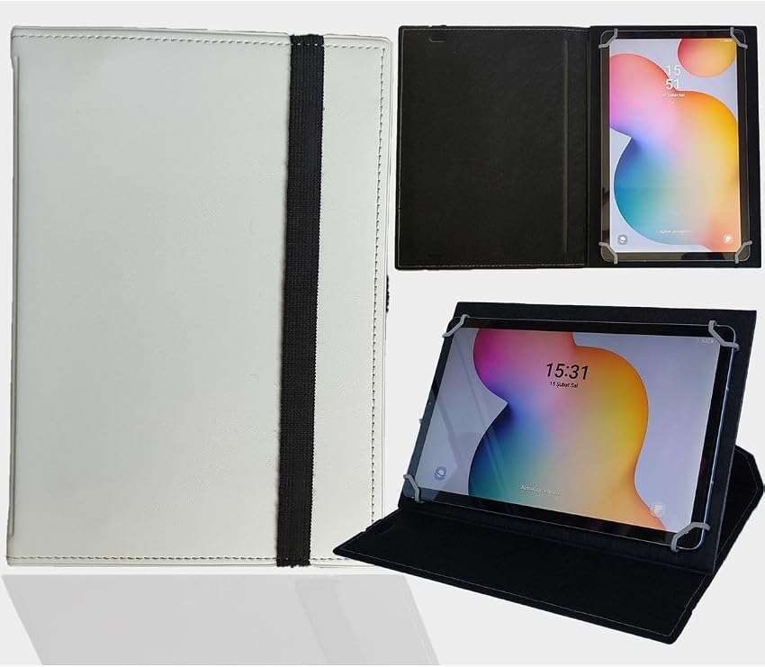 Tablet Standlı Üniversal Kapaklı Tablet Kılıfı Beyaz APPLE iPAD 2017 2018 5. ve 6. NESİL 9.7" ile uyumlu