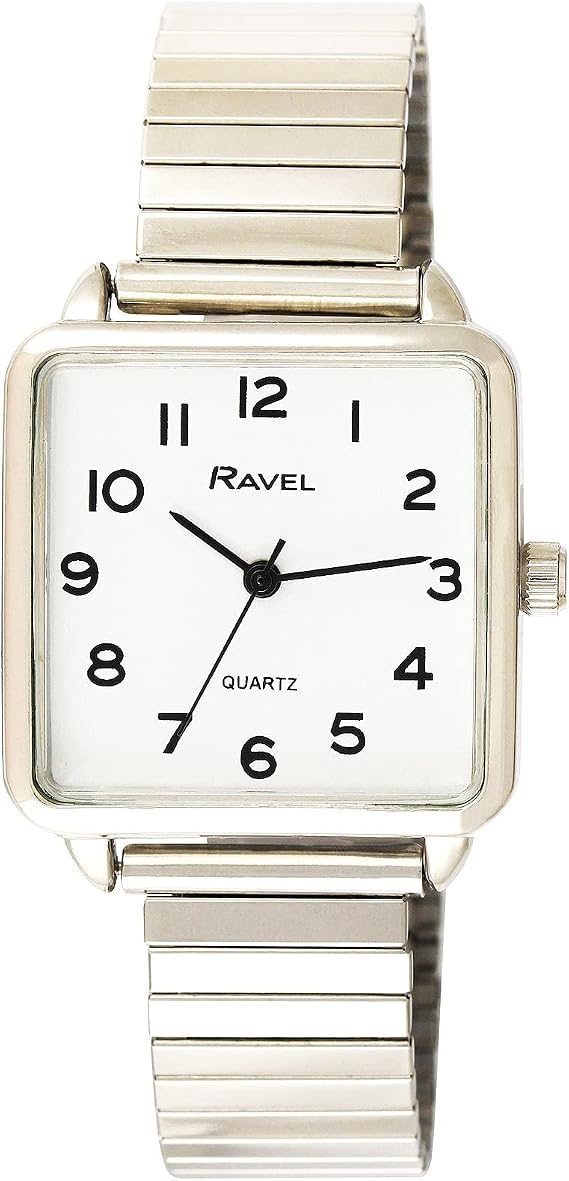 Ravel Women's Classic Square Everyday Watch with Clear Numbers