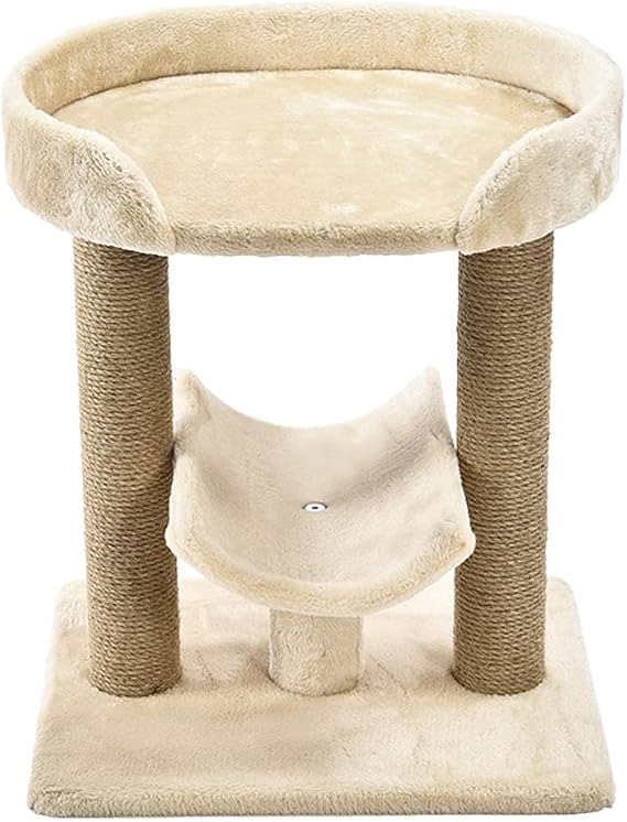 Amazon Basics Top Platform Cat Tree with Scratching Post - 18 x 14 x 22 Inches, Beige