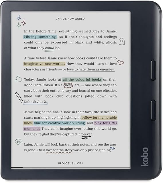 Kobo Libra Colour eReader, 7” Colour E Ink, Waterproof, Black