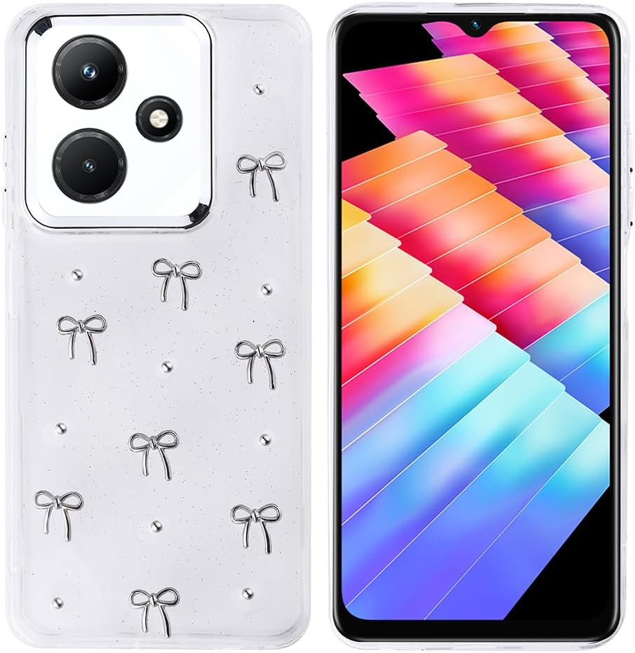 Hot 30i Case compatible with Zore Infinix Silvery Transparent Zore Pole Cover Bow with Airbag Design