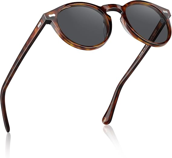 CARFIA Men's Retro Round UV Polarised Sunglasses Acetate Frame CA5288-LNEW