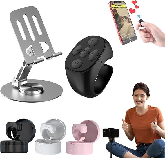 Splendiday Fingertip Wireless Bluetooth Remote Control, Tiktok Finger Remote, Remote Control Ring Finger Scroller, Finger Clicker for Phone Scrolling,