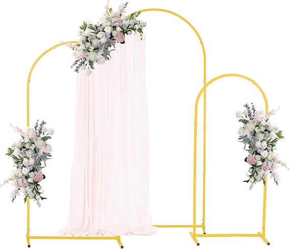 VEVOR Arch Support for 1.8/1.5/1.2 m Backdrop Stable Structure Gold Metal Arch Support for Wedding Birthday Party Graduation Celebration Ceremony Decoration