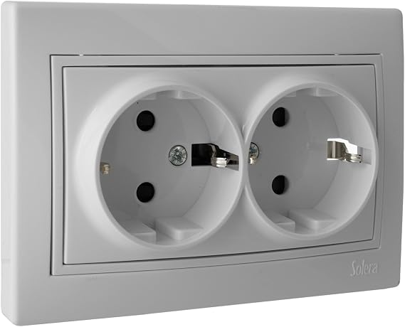 Double Socket Base 2P+T with Shutter 16A 250V SOLERA