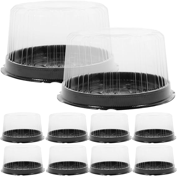 Operitacx 10Pcs Clear Plastic Cake Containers with Dome Lids 6 Inch Round Cake Carrier Box for Transport Ideal for Birthday Parties Weddings and Festivals
