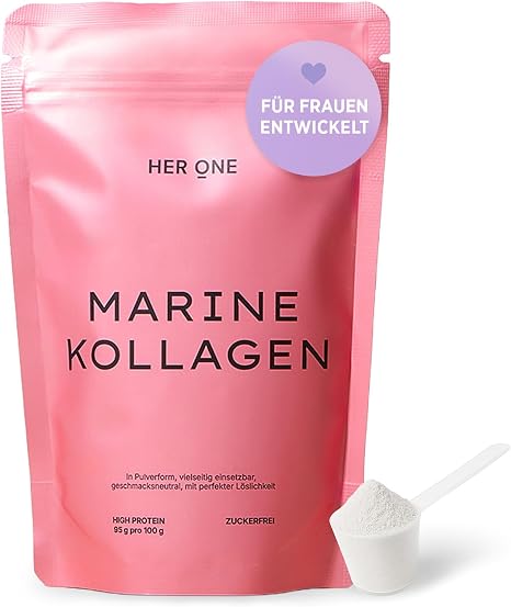 HER ONE Marine Collagen 150 g Naticol Marine Collagen Powder with Chrome & Copper Tasteless & Hydrolysed Marine Collagen Type I & III for Skin Hair & Connective Tissue Collagen Peptides