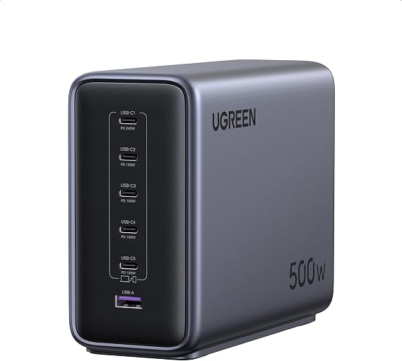 UGREEN Nexode 500W 6-Port USB C Desktop Charger Fast Charging Station
