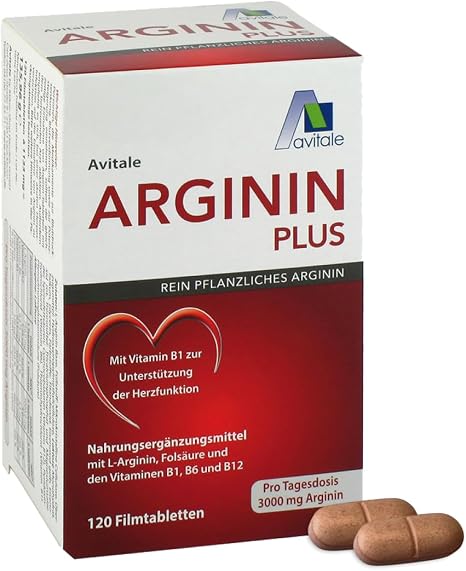Avitale Arginine Plus Tablets with Pure Herbal Arginine Vitamin B1 B6 B12 and Folic Acid 120 Tablets)