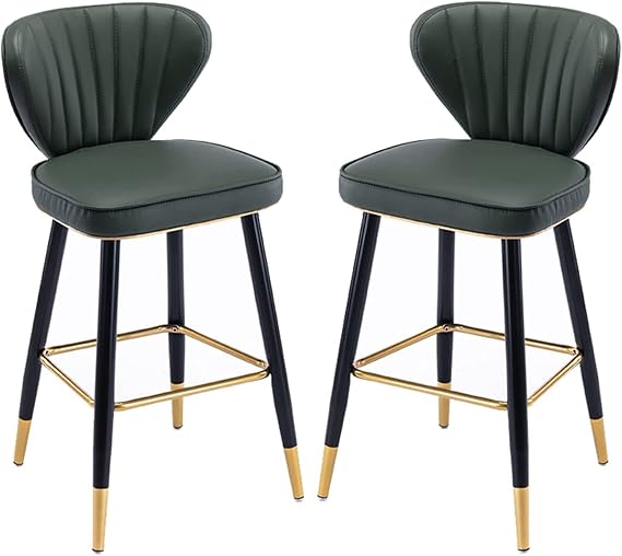 Modern Bar Stools Set Counter Height Dining Chairs Stools 2 Piece Set Bar Stool Bar High Bar Stool Dining Chair Bar Stool High Back and Footrest(Green,65cm)