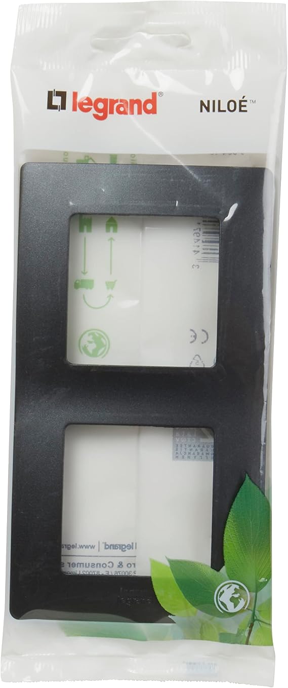 LEGRAND Frame 2 elements, Cover plate for mechanism from the Niloé Monobloc range, Black, 396416