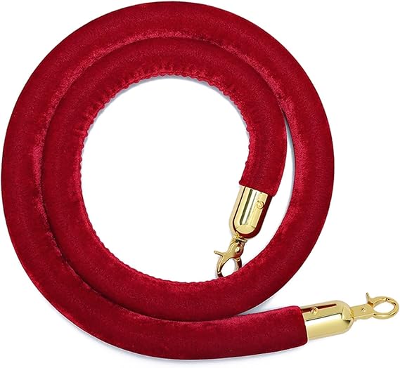 Twisted Queue Ber Rope with Hook 1.0M 3.3Ft Red Stanch Rope for Crowd Control Event Bers Theaters Grand Openings Hanging Ropes