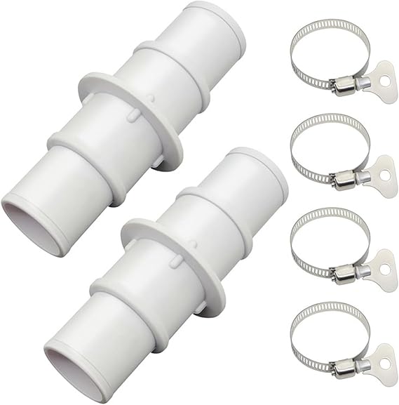 2 Pack Pool Hose Adapter Connector Coupling - Compatible with 1-1/4" & 1/2" Vacuum Hose Fittings, Fits for Swimming Pool Vacuums, Cleaners or Filter Pump Hoses (White)