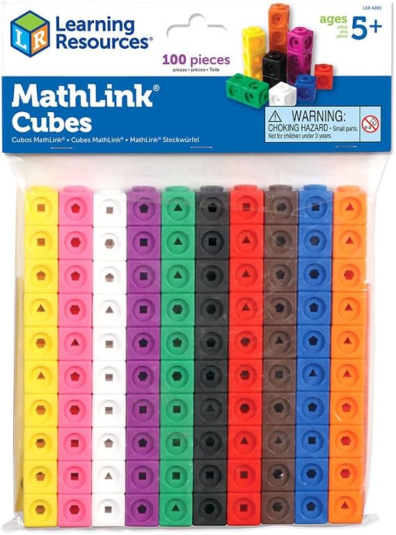 Learning Resources MathLink Cubes Set of 100, Ages 5+, Counting Cubes