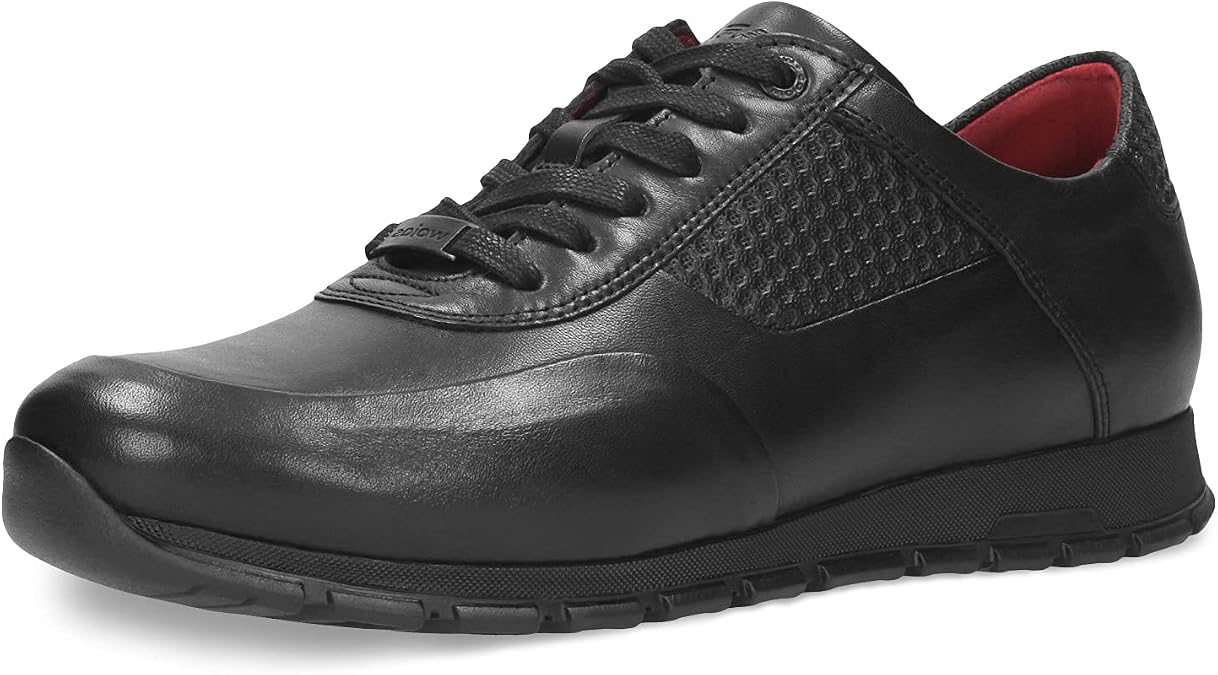 WOJAS Men's Low Shoes - Men's Low Shoes Sneakers Men's Shoes Leather Smooth Leather Trainers - Black 9078-51 Size 8