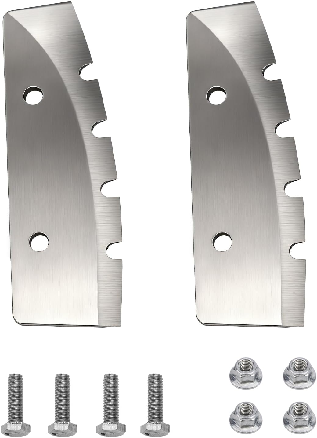 2pcs 28340 Ice Auger Blades Replacement Compatible with Eskimo Quantum Thunderbay HT Ice Drills, Alloy Steel Serrated Blades with Screws & Nuts for Most 8in/20.32cm Power Icing Auger Parts